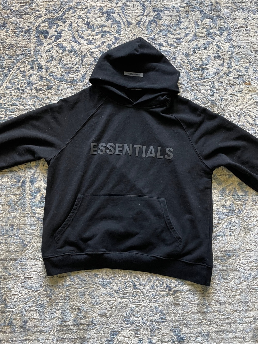 Essentials Black Logo Pullover Hoodie